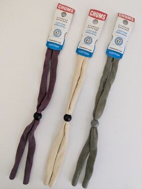 3 x Chums Orignal COTTON Eyeglasses Retainer Earthtone Colors Eyewear NWT BUNDLE